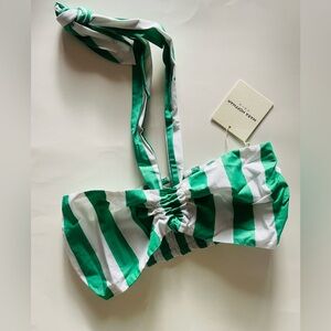 Mara Hoffman Green and White Striped Crop Top